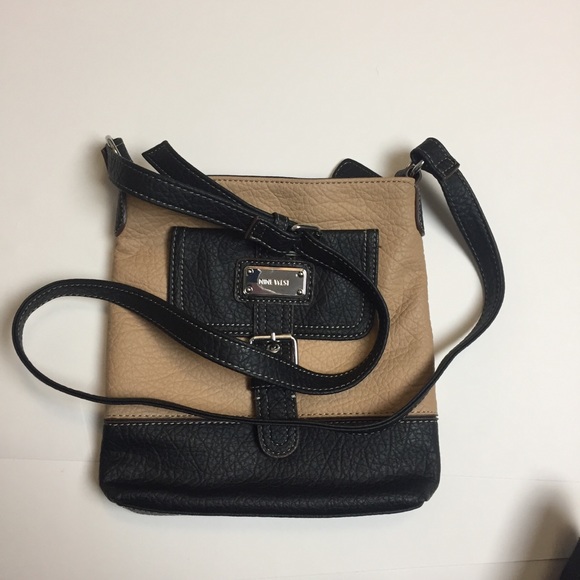 Nine West Crossbody Purse Bag Black and Tan Y2K Colorblock - Picture 5 of 8
